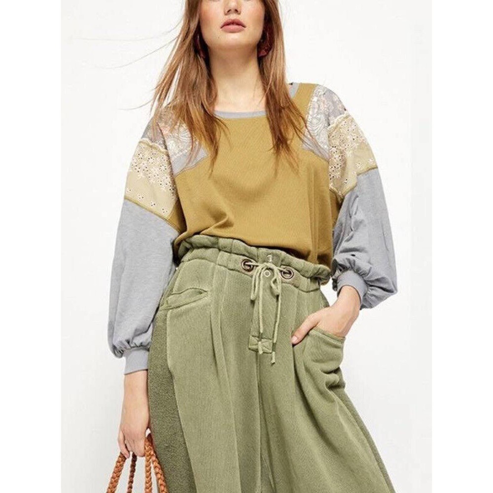 FREE PEOPLE Feelin it Colorblock Army Combo T-Shirt Size S OB1068176 $98